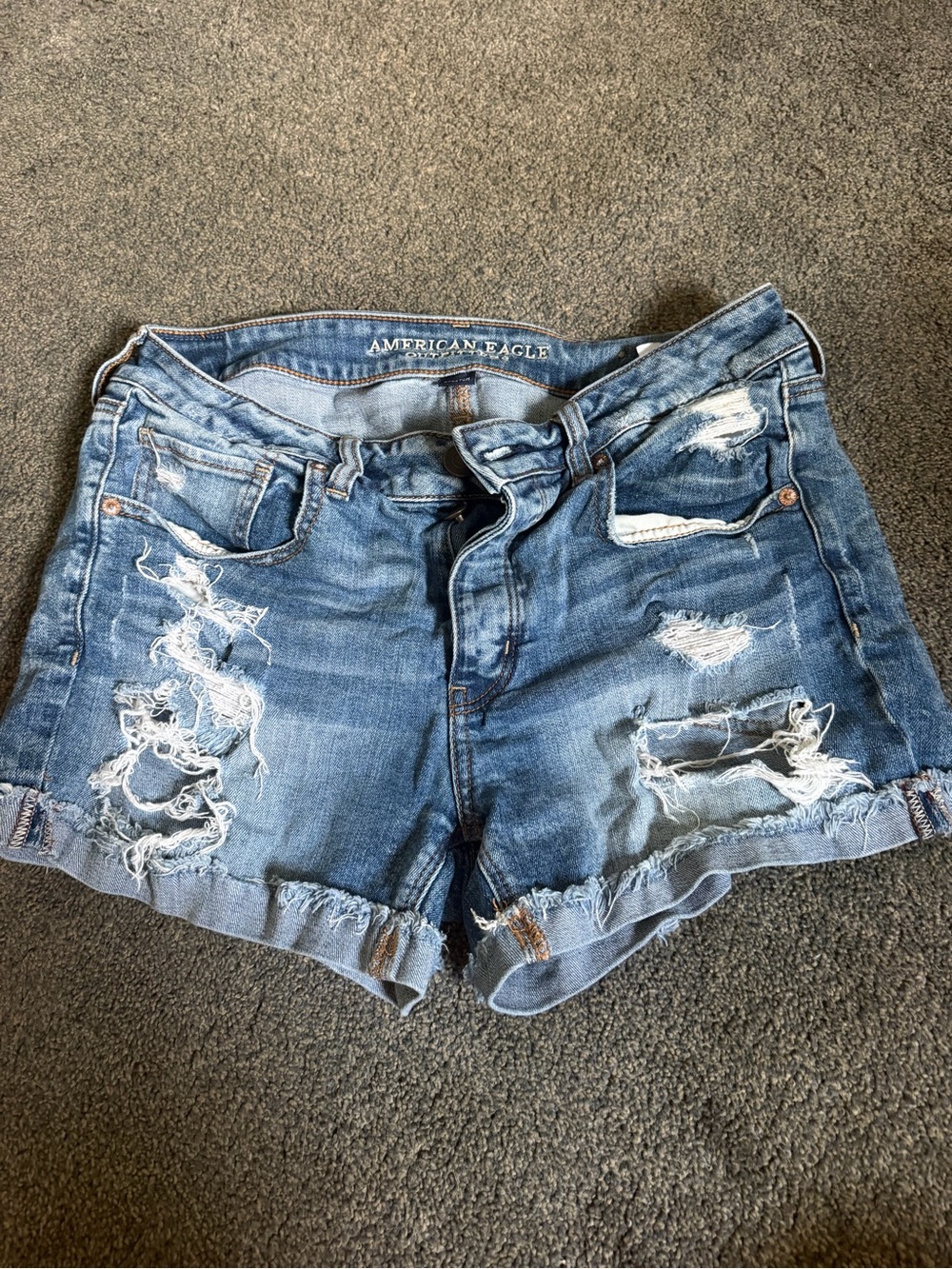 American Eagle Outfitters Distressed Light Blue Denim Shorts